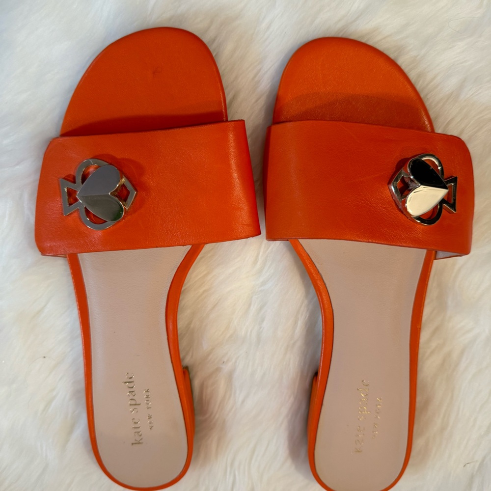 Preloved Kate Spade Orange Flats Slides Sandals Size 6